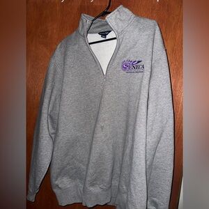 Quarter zip up. Seneca Gaming engraving. 65%cotton 35% polyester